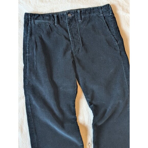 Double RL RRL Ralph Lauren Men's 100% Cotton Navy Corduroy Trouser Button Fly 34 - Picture 1 of 9